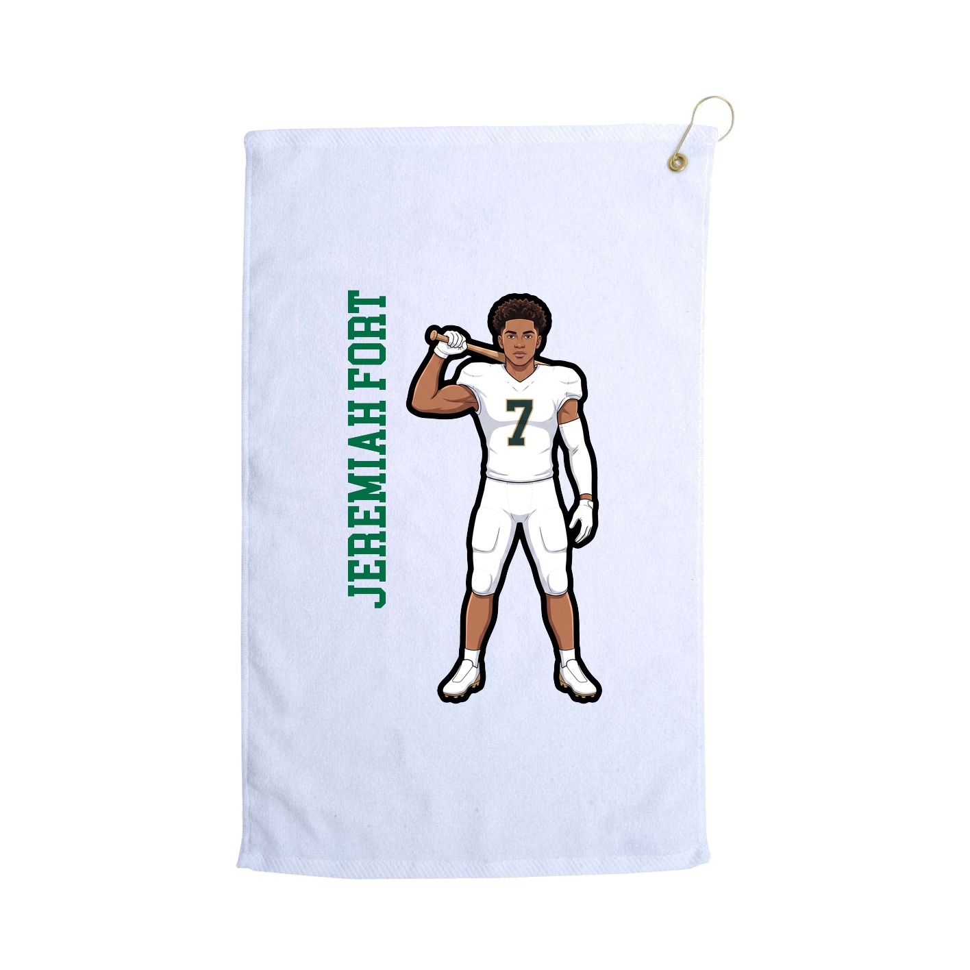 Golf Towel — Name Vertical in White