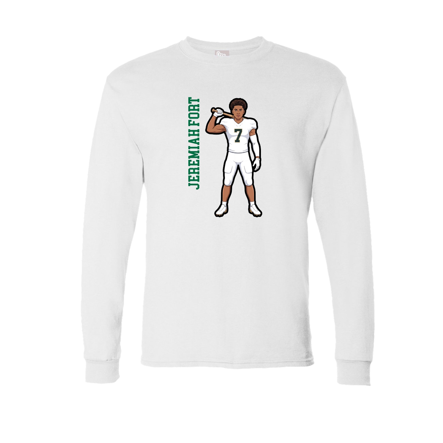 Long Sleeve Tee — Name Vertical in White