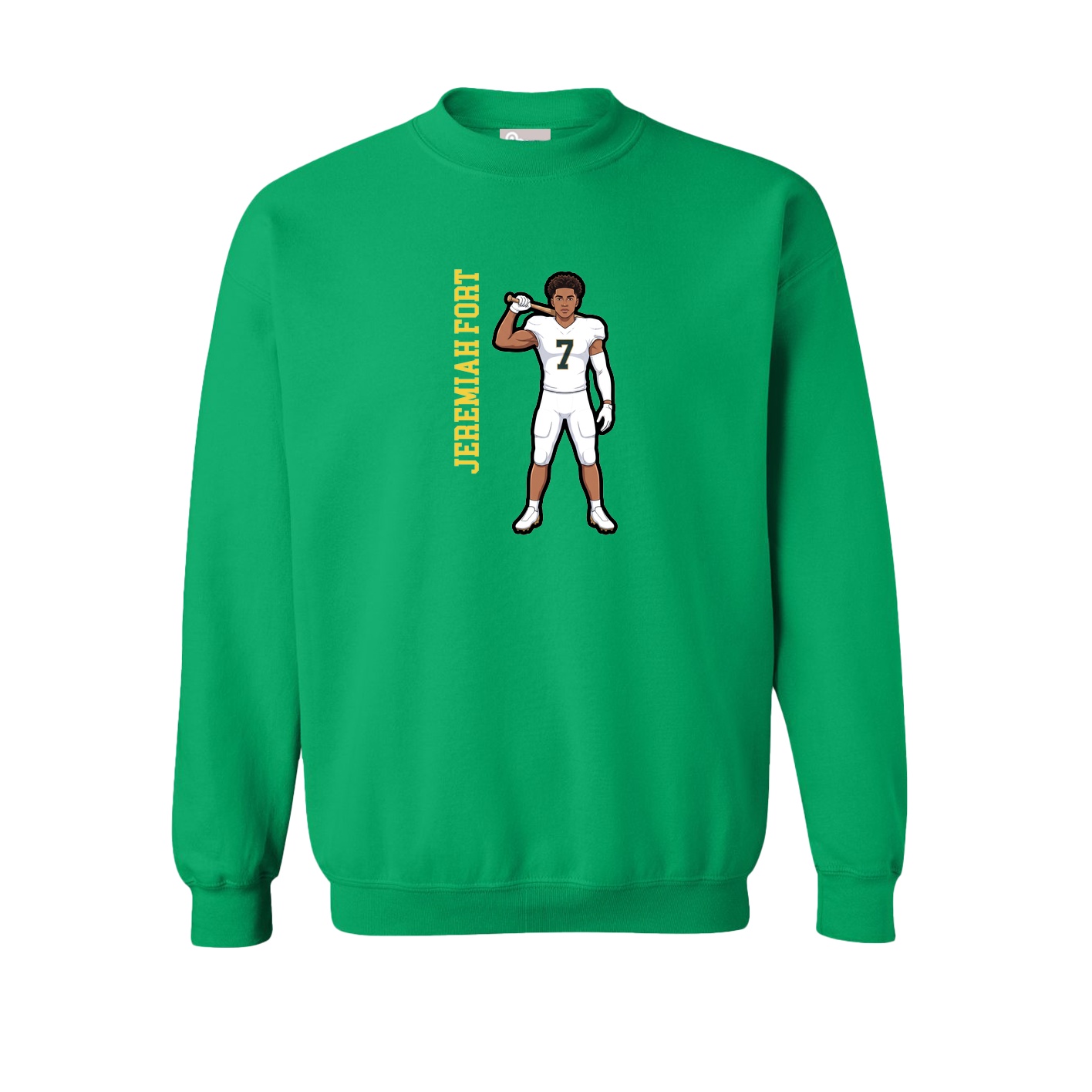 Fleece Crew — Name Vertical in Green
