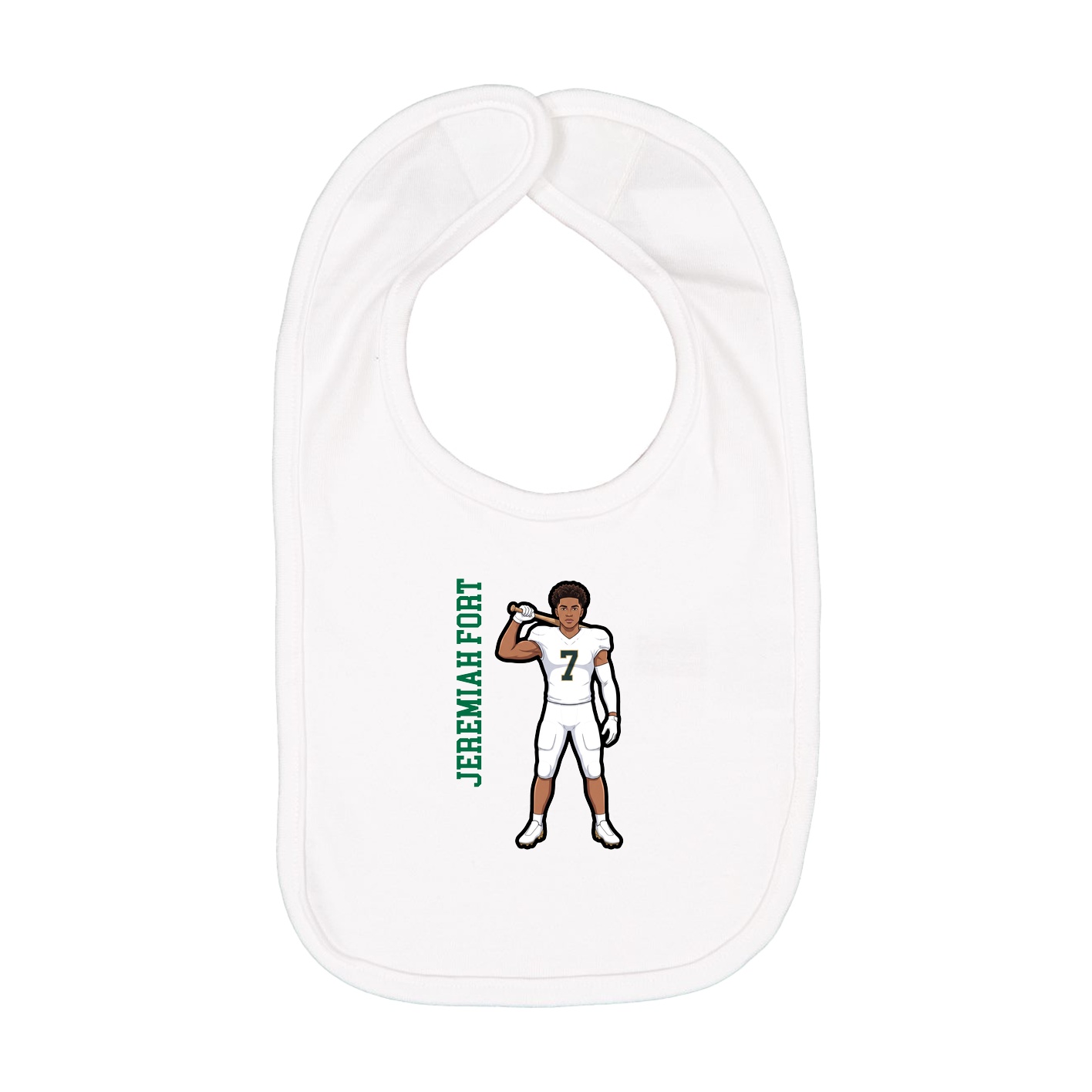 Infant Bib — Name Vertical in White