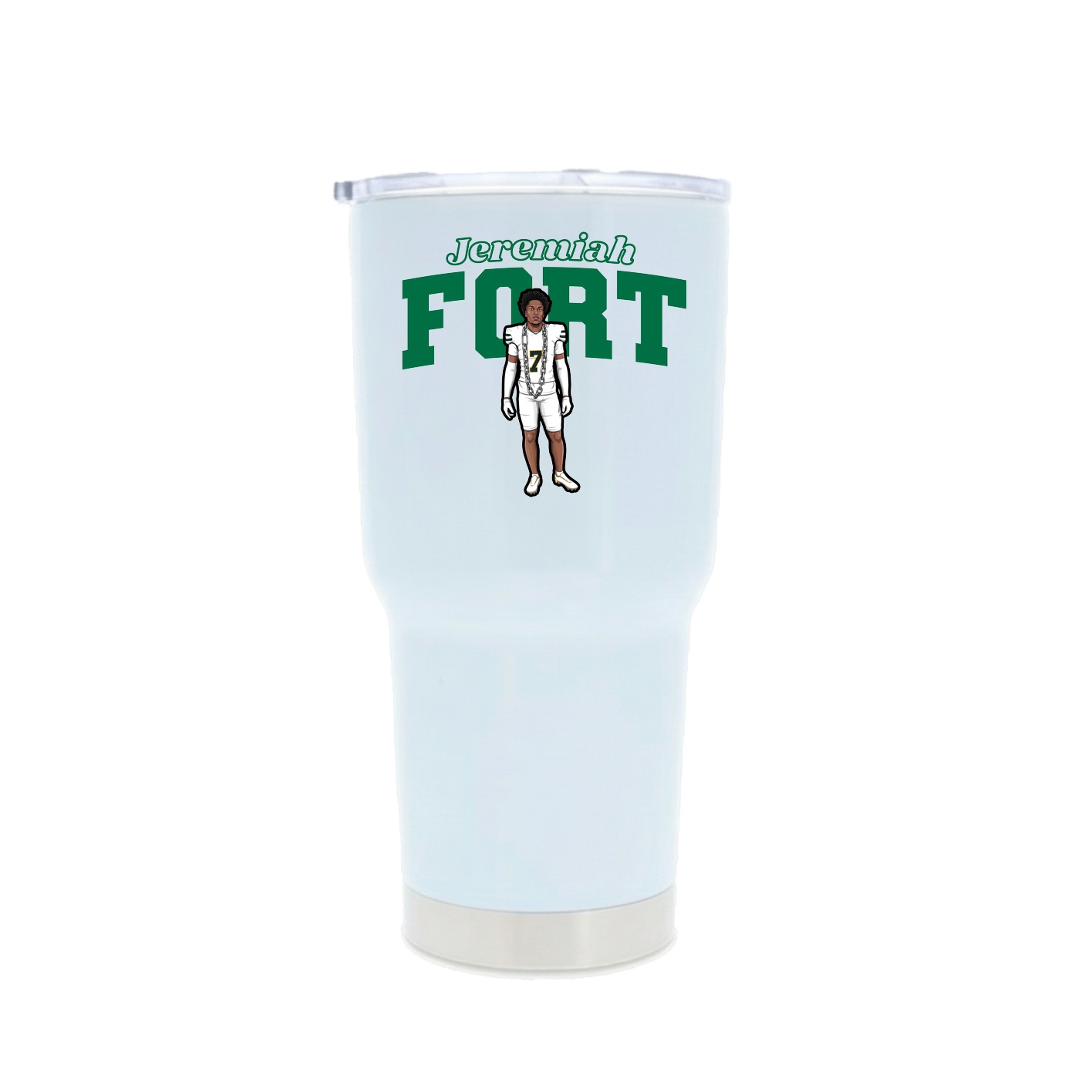 30oz Stainless Steel Tumbler — Name Arch in White