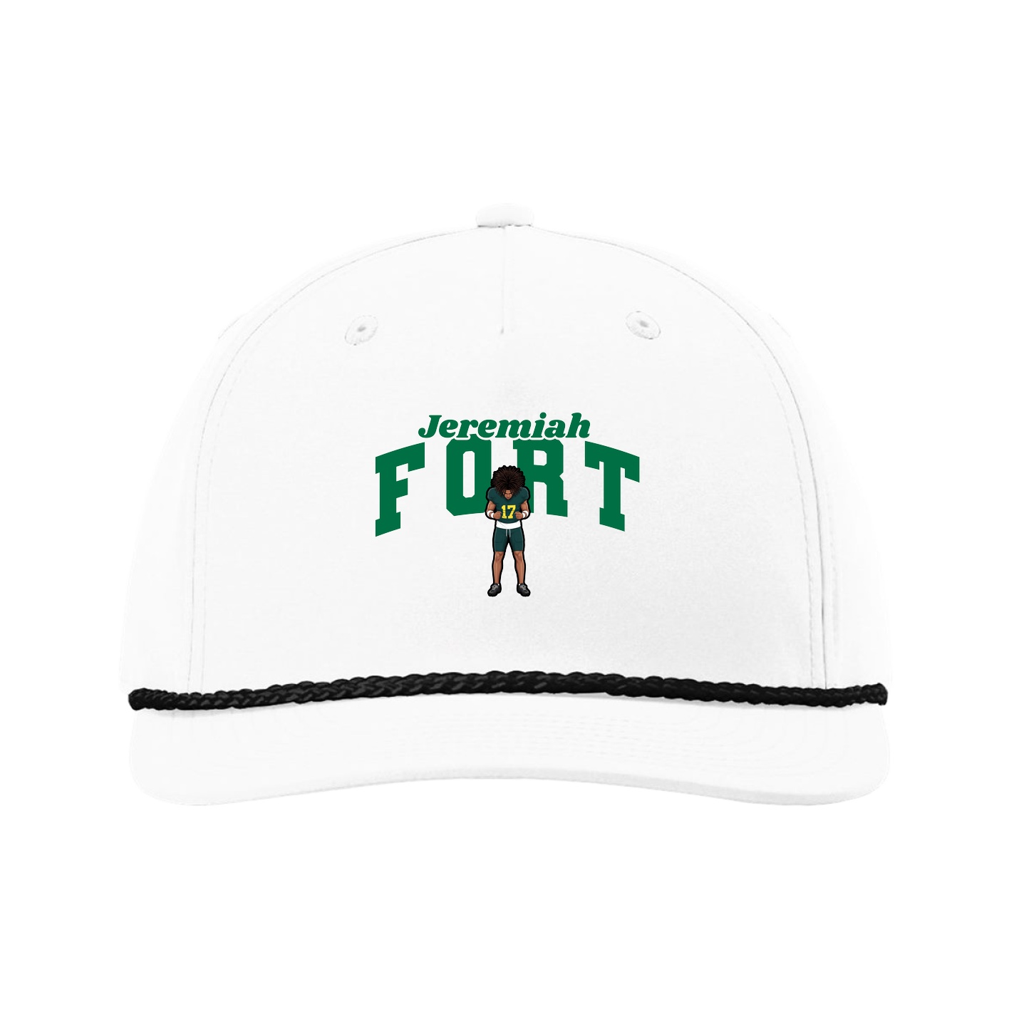Five-Panel Classic Rope Cap — Signature Arch in White