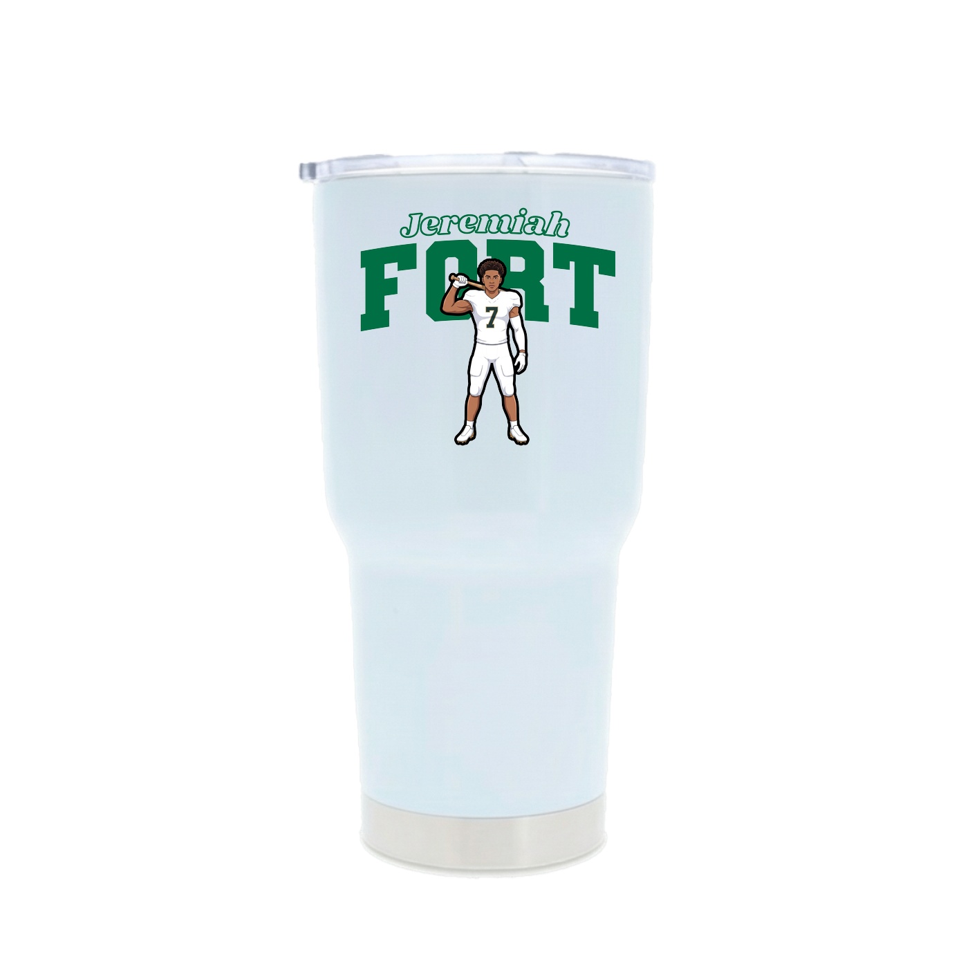 30oz Stainless Steel Tumbler — Name Arch in White