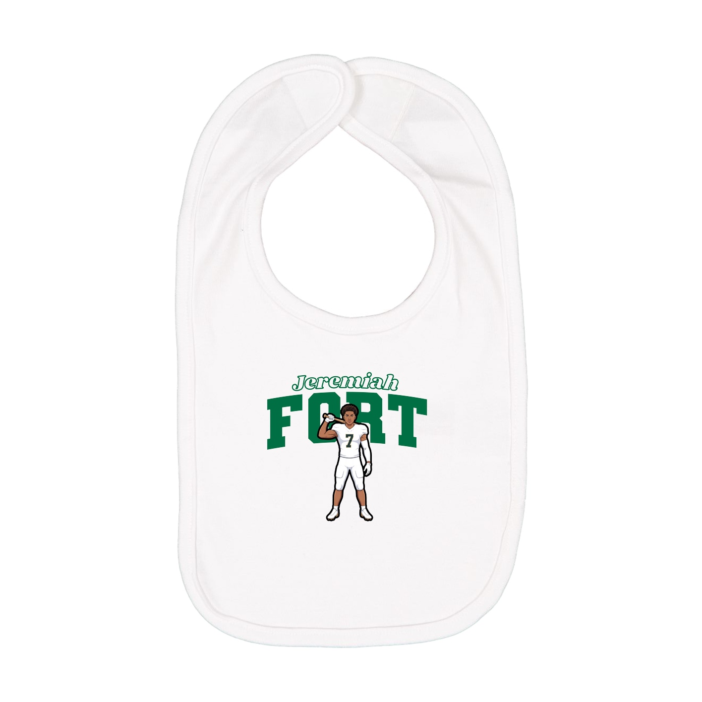 Infant Bib — Name Arch in White