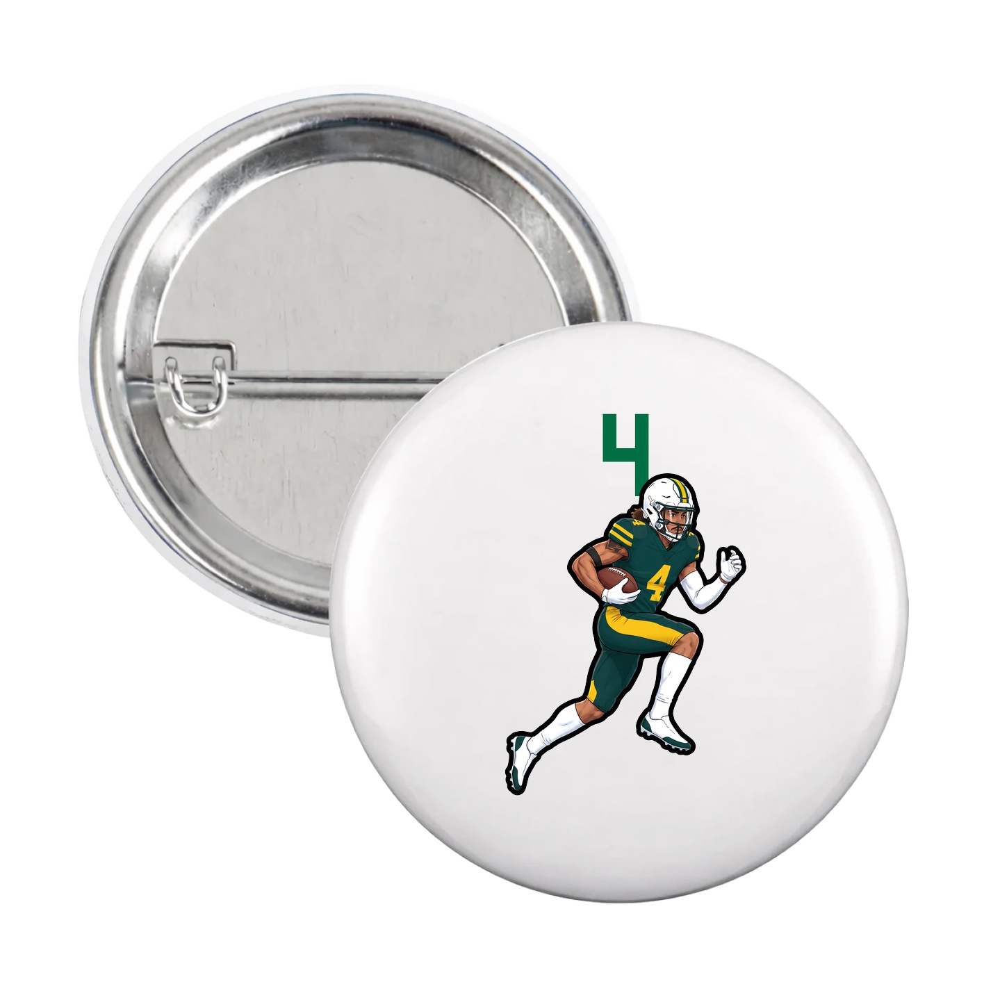 Game Day Button — Number Top in White