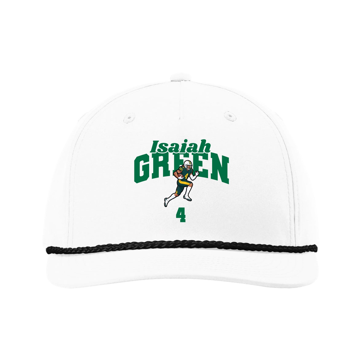 Five-Panel Classic Rope Cap — Signature Arch in White