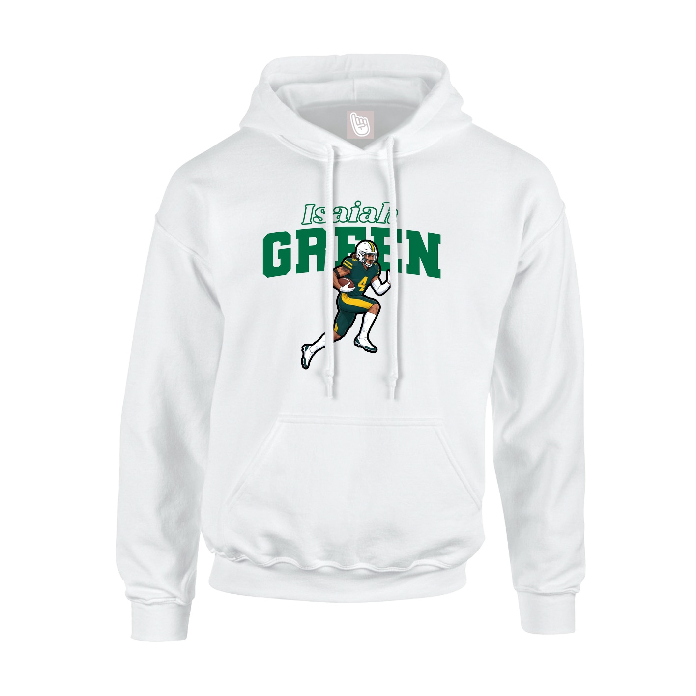 Youth Hoodie — Name Arch in White