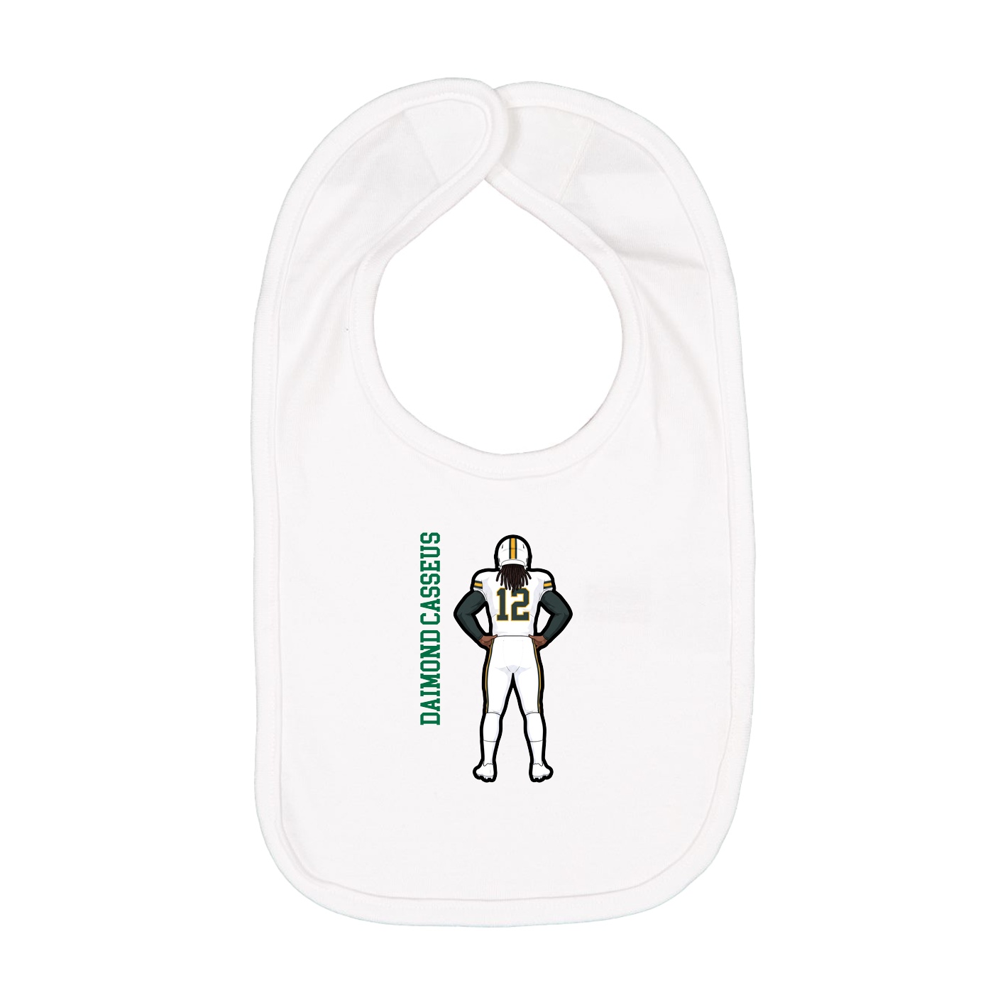 Infant Bib — Name Vertical in White