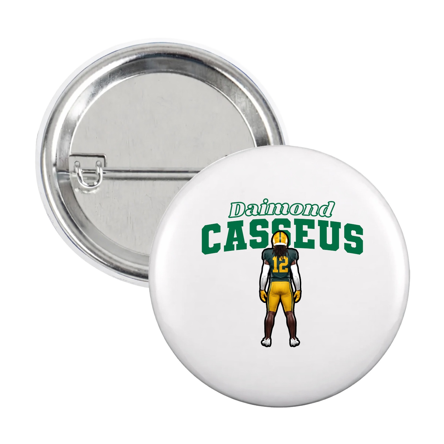 Game Day Button — Name Arch in White