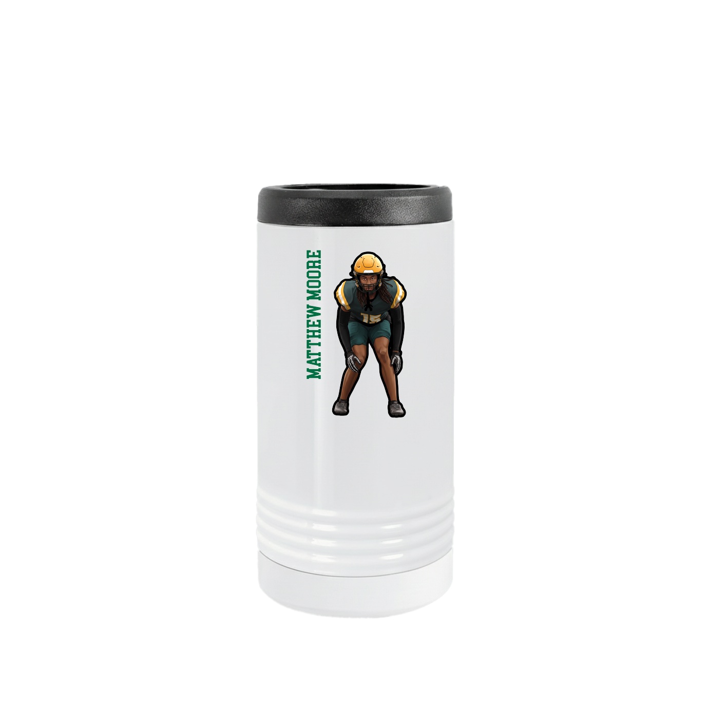 Slim Beverage Holder — Name Vertical in White