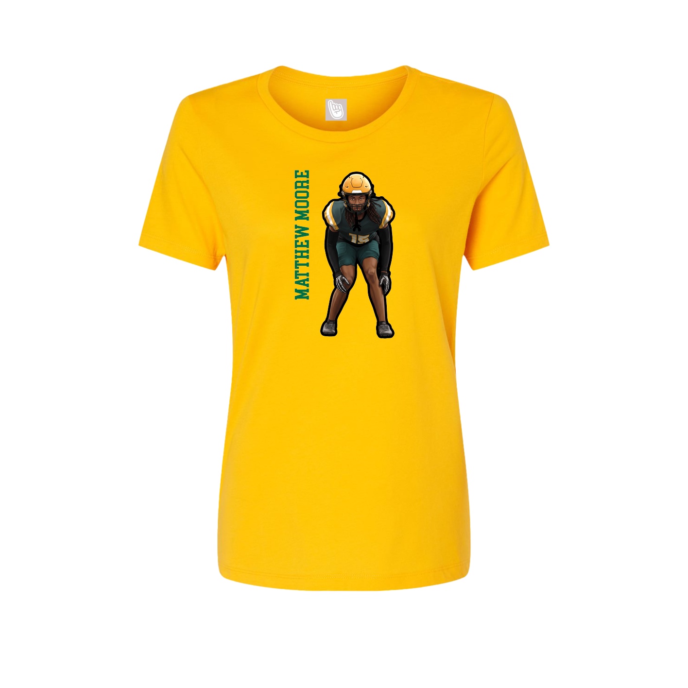 Fitted Women's Tee — Name Vertical in Gold