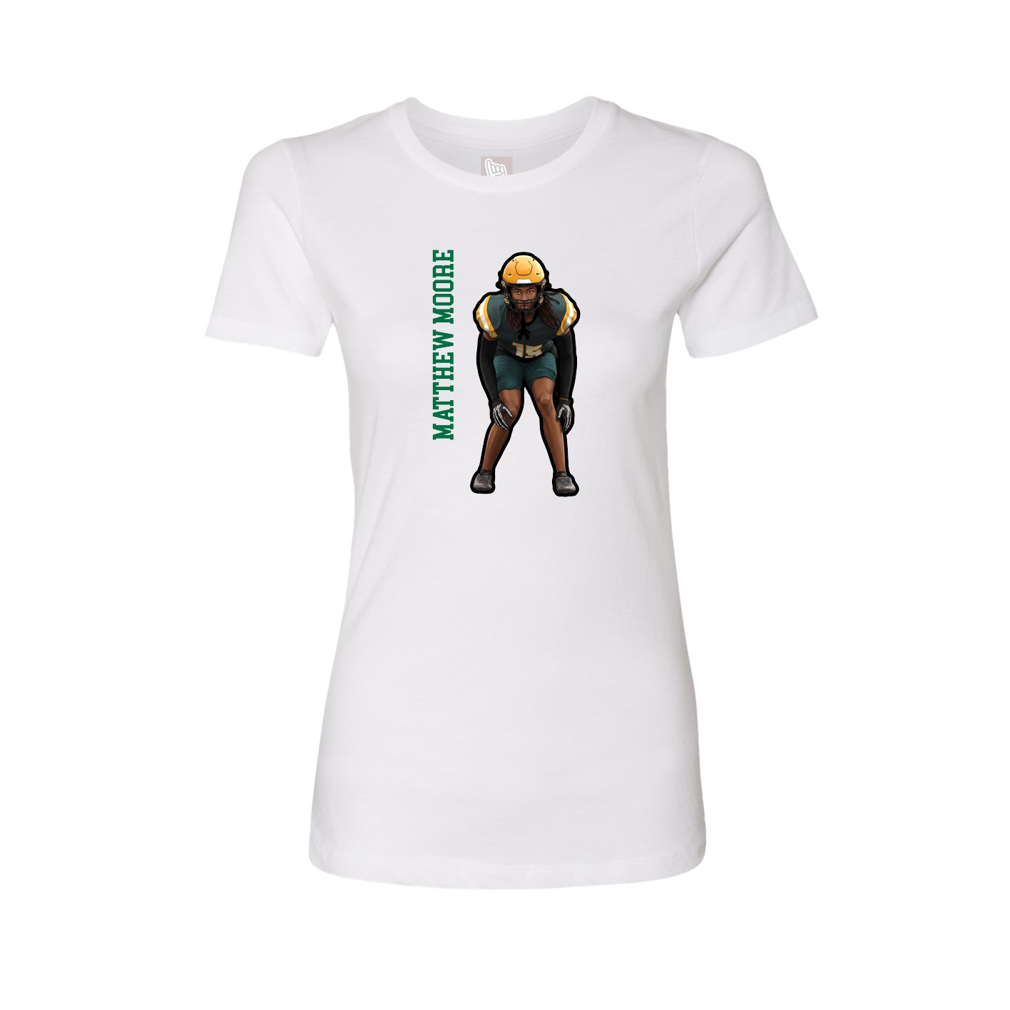 Fitted Women's Tee — Name Vertical in White