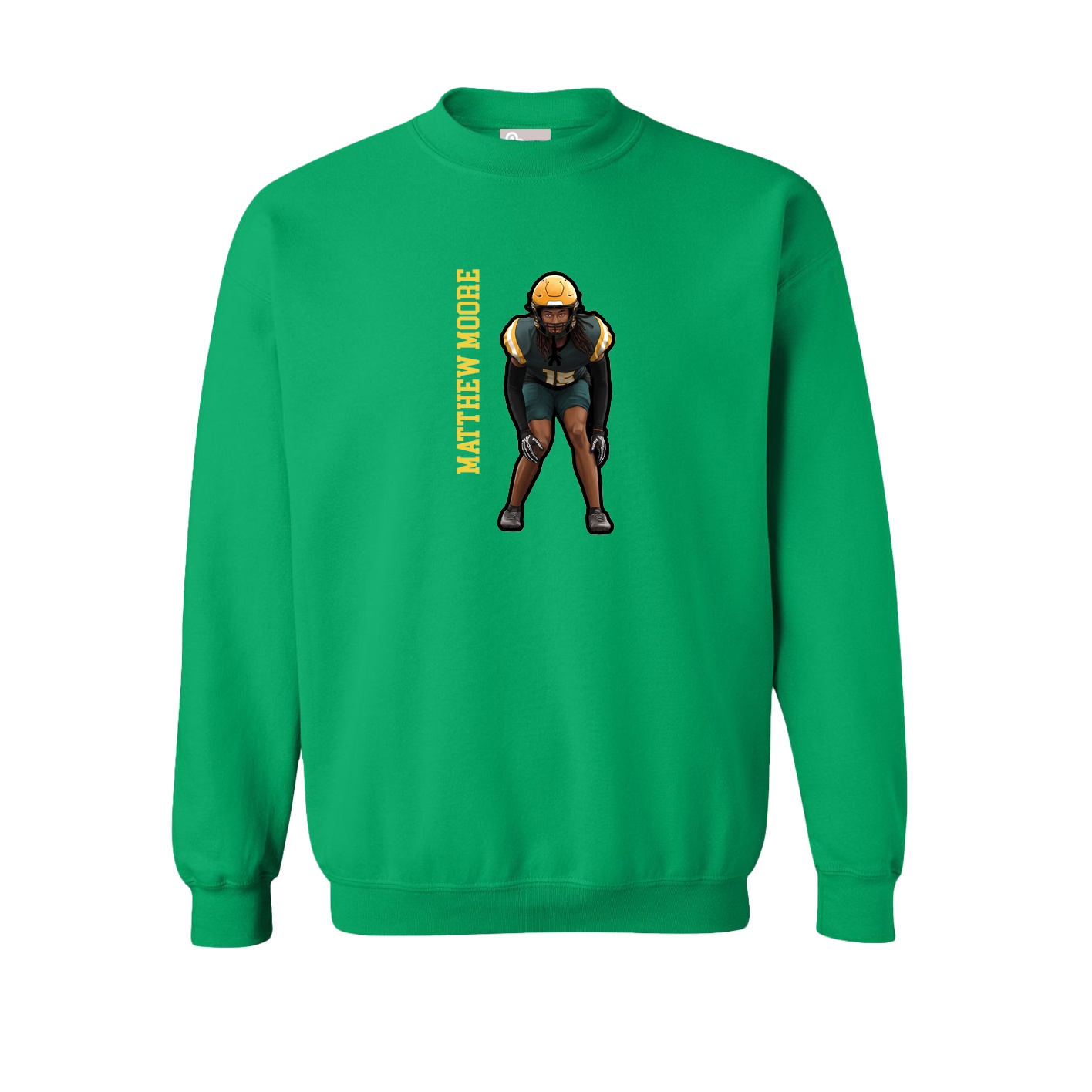 Fleece Crew — Name Vertical in Green