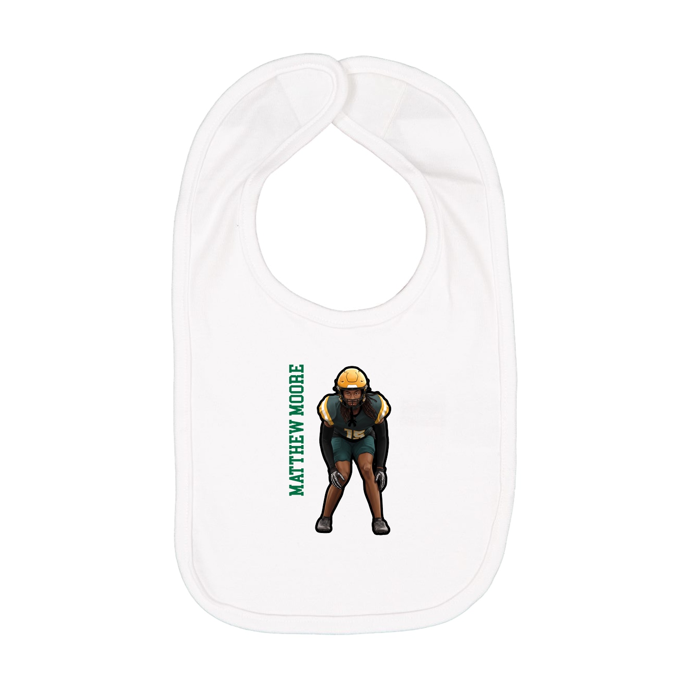 Infant Bib — Name Vertical in White