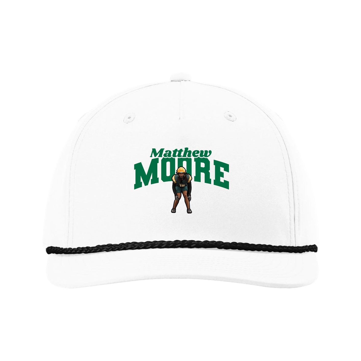 Five-Panel Classic Rope Cap — Signature Arch in White