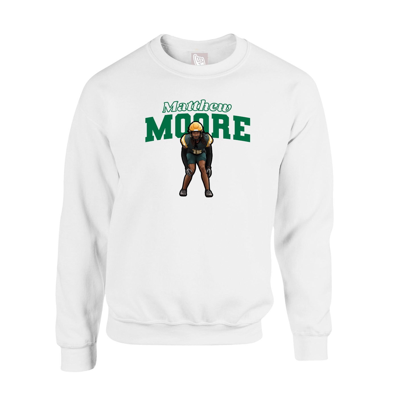 Fleece Crew — Name Arch in White