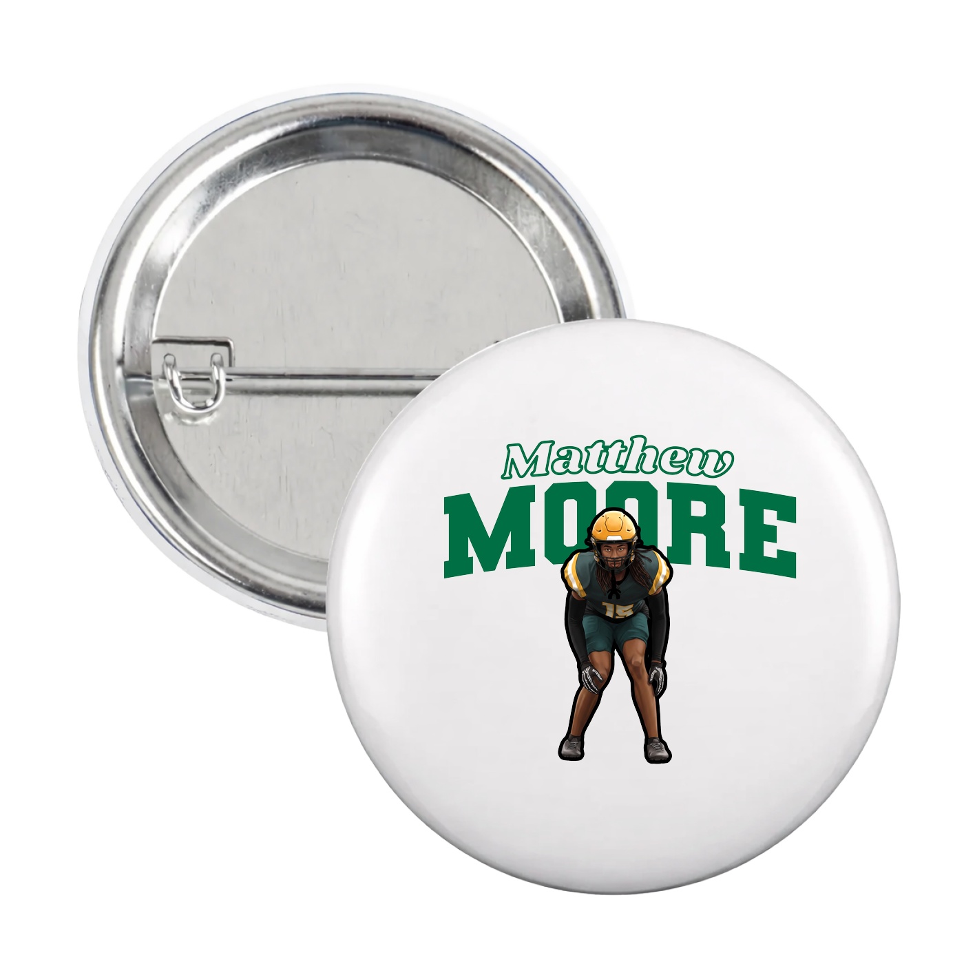 Game Day Button — Name Arch in White