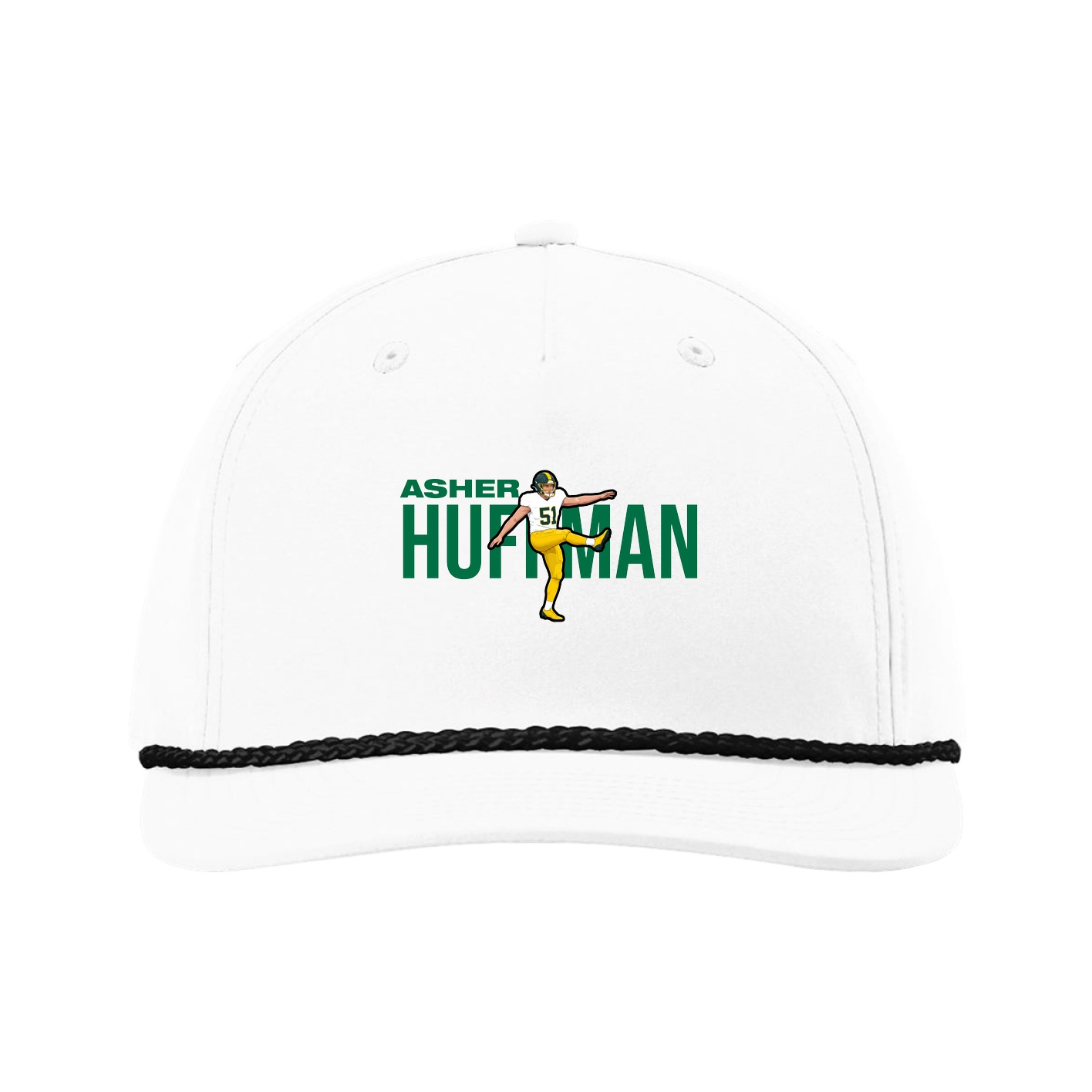 Five-Panel Classic Rope Cap — Player Name in White