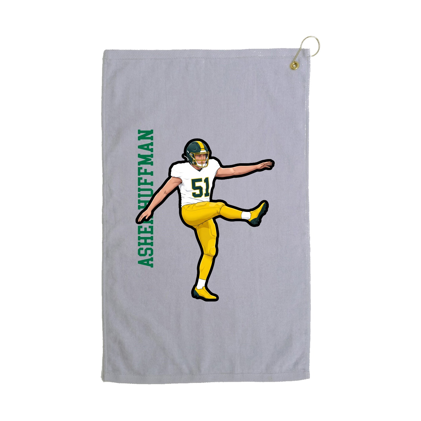 Golf Towel — Name Vertical in Grey