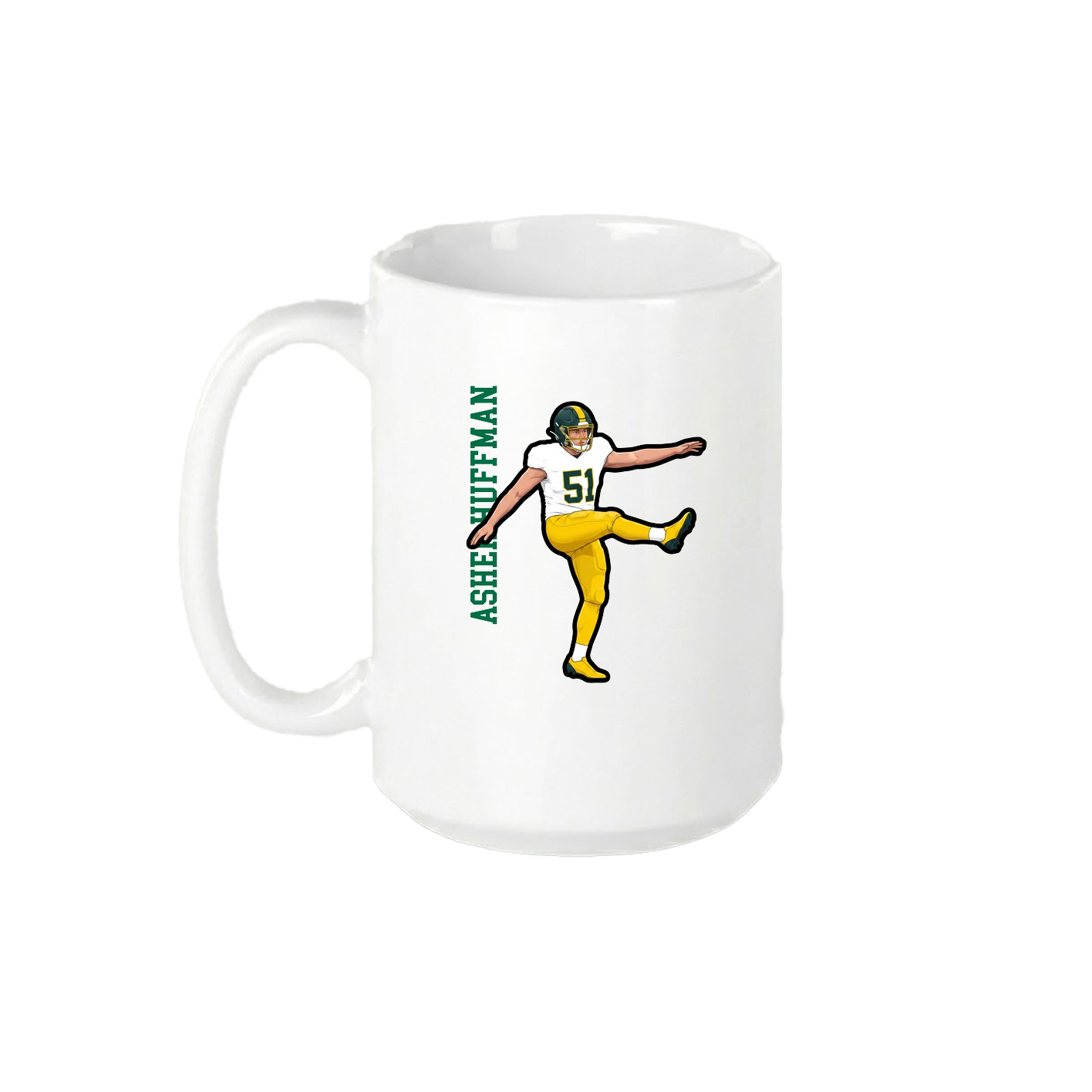 15oz Coffee Mug — Name Vertical in White