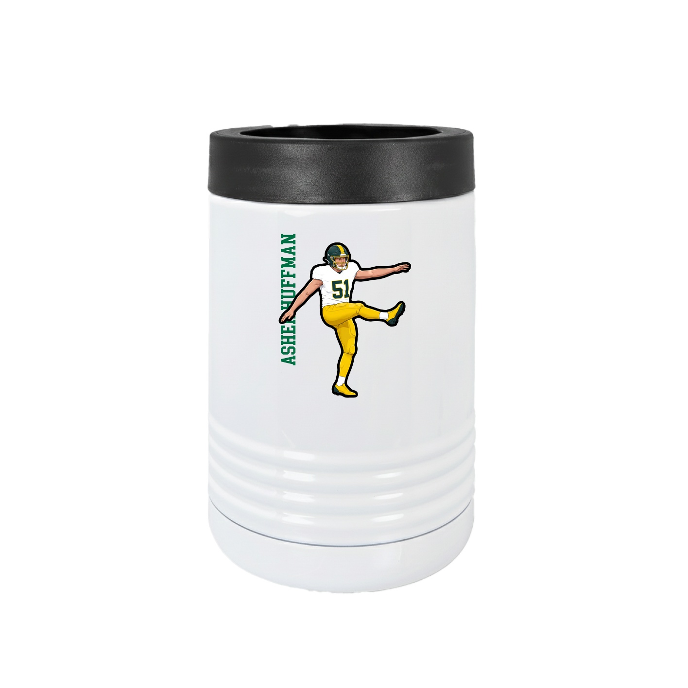 Beverage Holder — Name Vertical in White