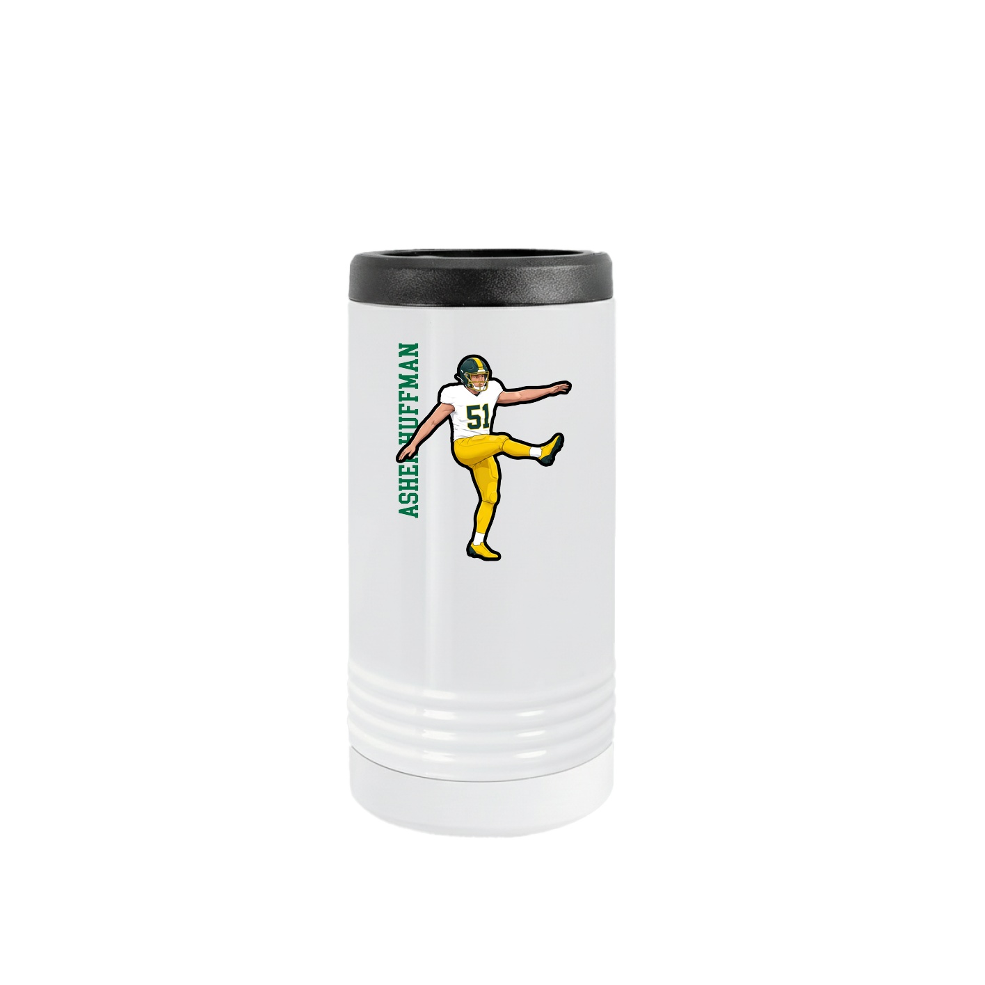 Slim Beverage Holder — Name Vertical in White
