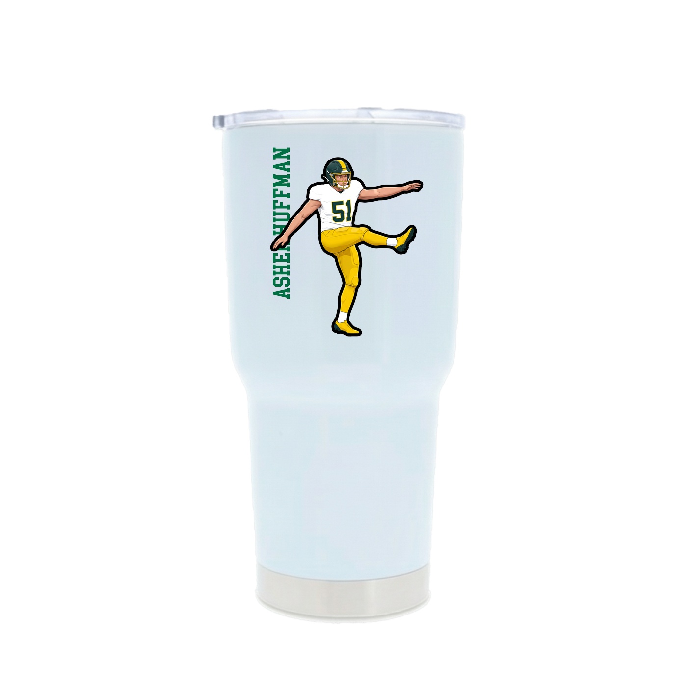 30oz Stainless Steel Tumbler — Name Vertical in White
