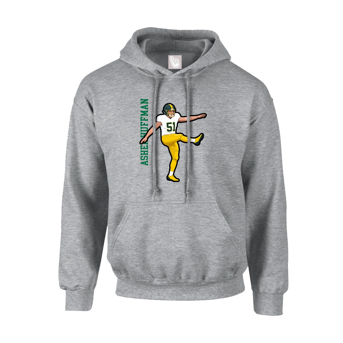 Youth Hoodie — Name Vertical in Grey