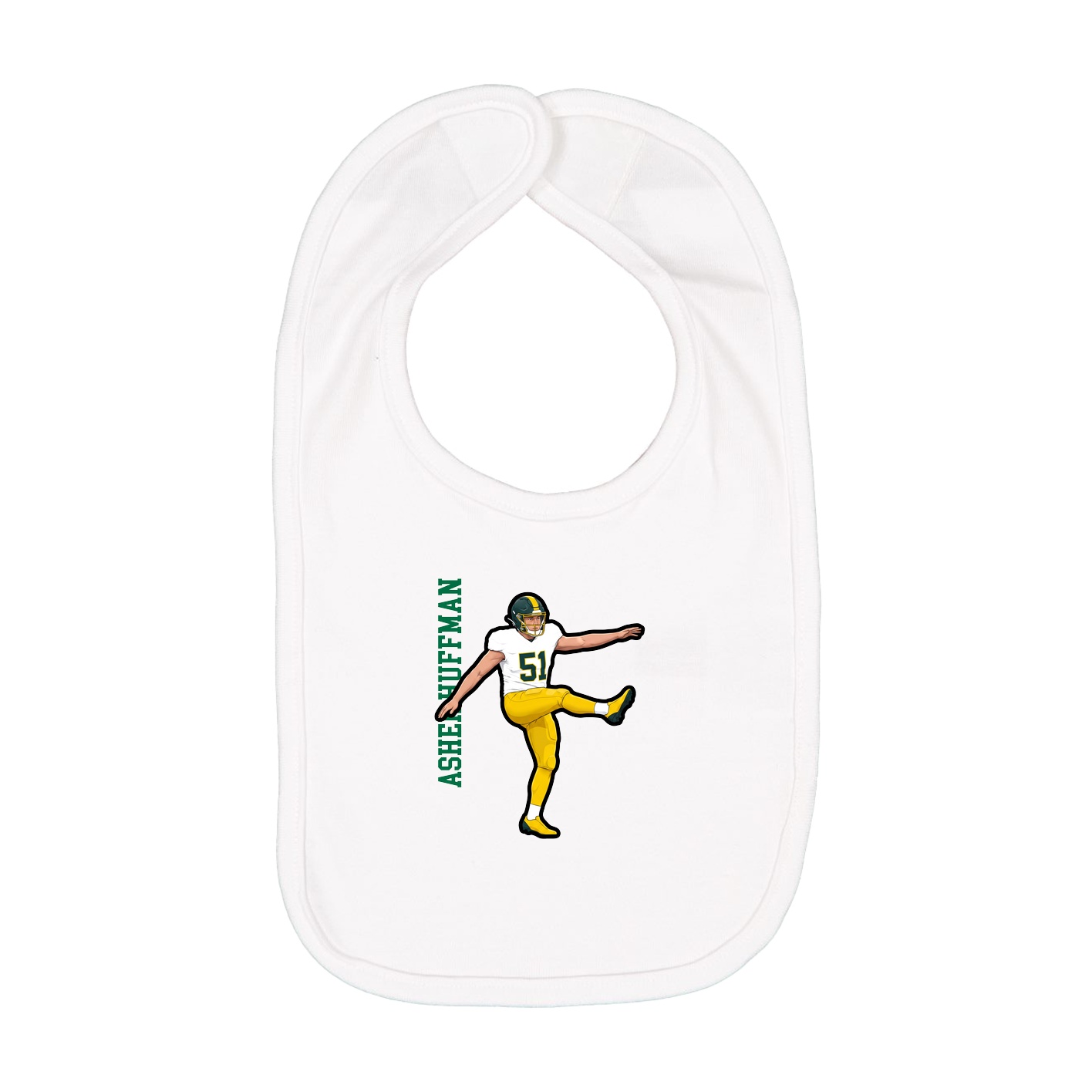Infant Bib — Name Vertical in White