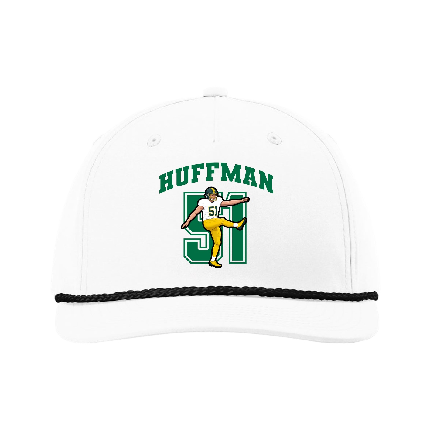 Five-Panel Classic Rope Cap — Number in White