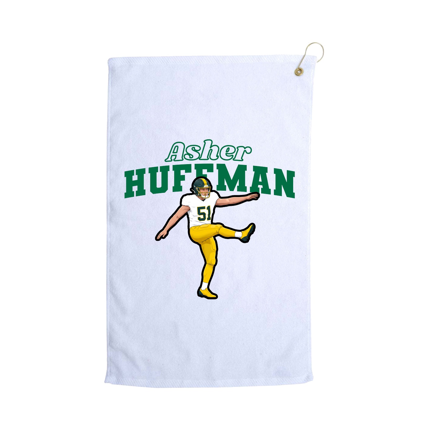 Golf Towel — Name Arch in White