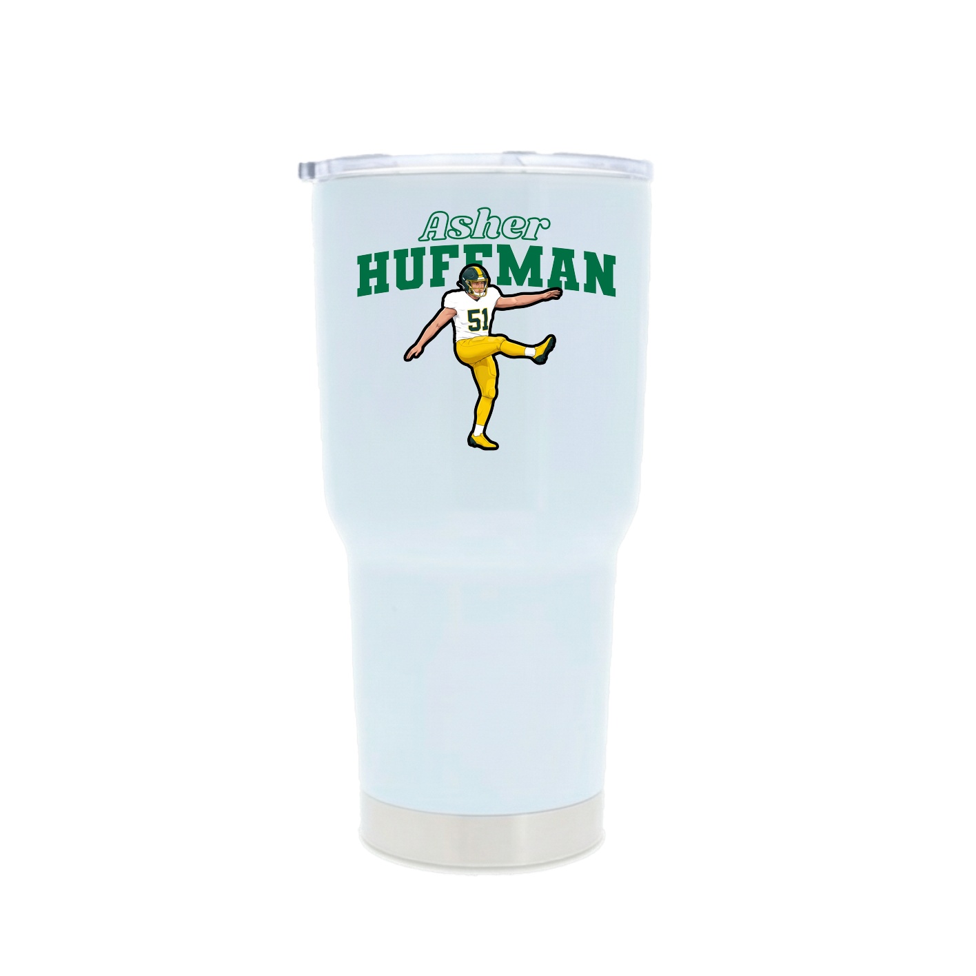 30oz Stainless Steel Tumbler — Name Arch in White