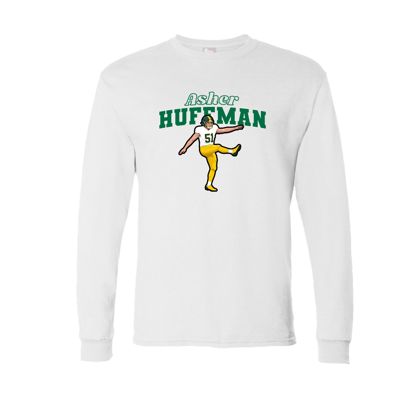 Long Sleeve Tee — Name Arch in White