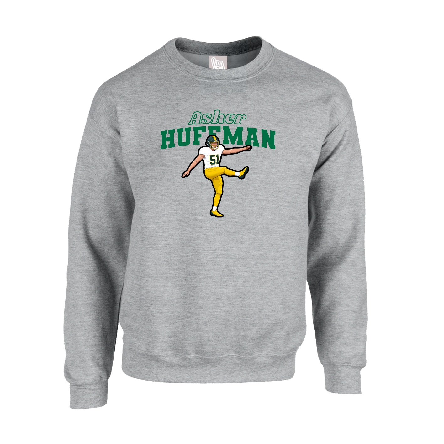 Fleece Crew — Name Arch in Grey