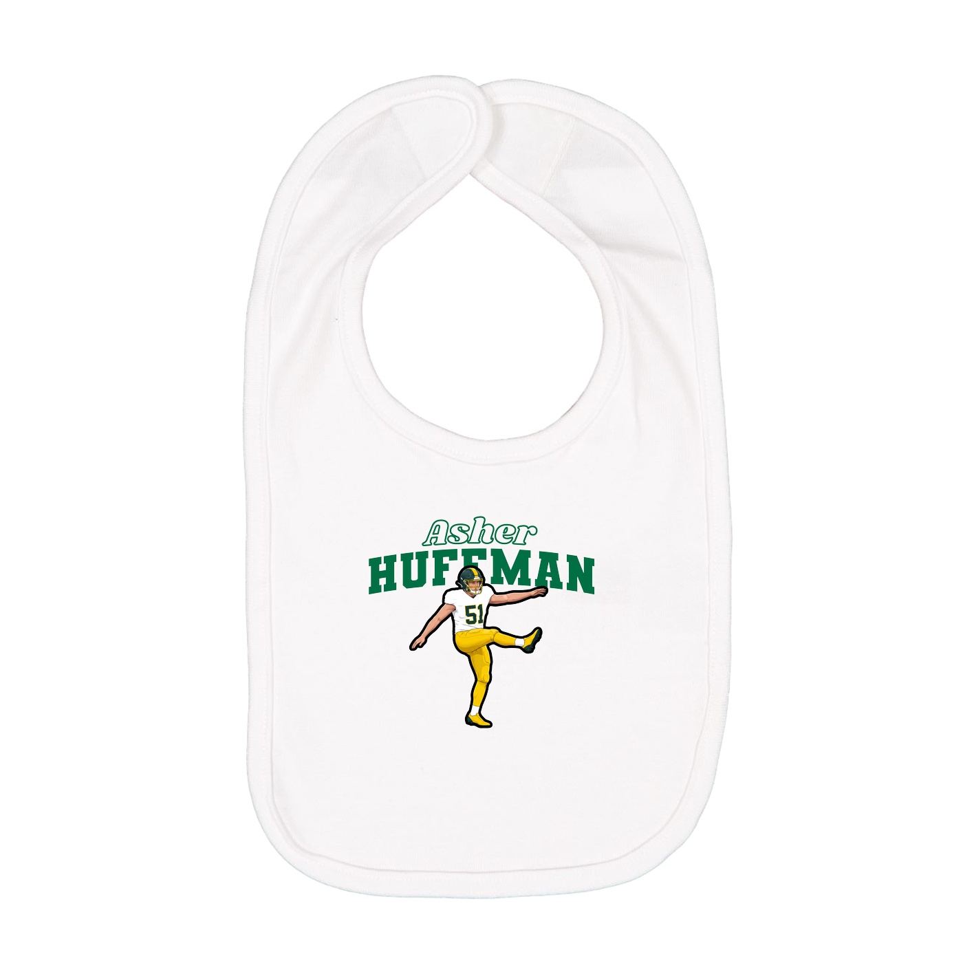 Infant Bib — Name Arch in White