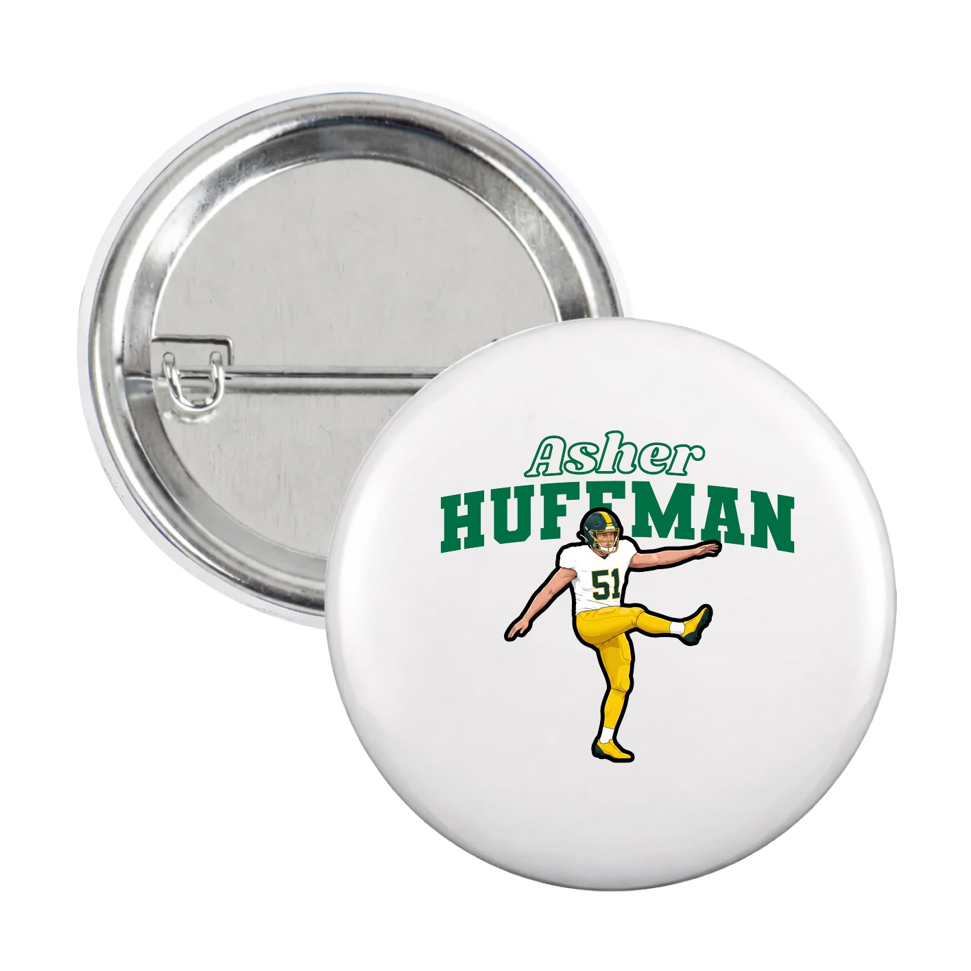 Game Day Button — Name Arch in White