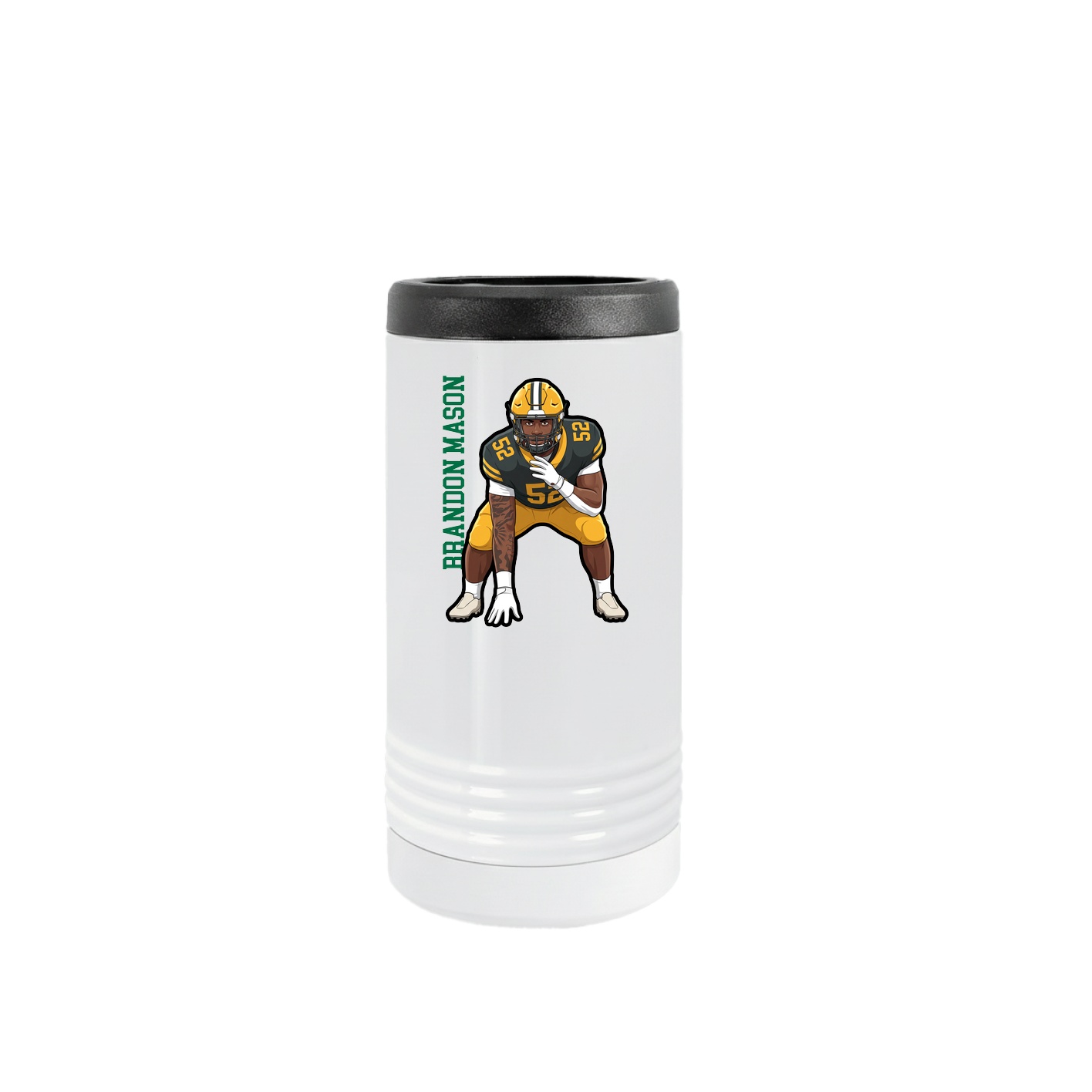 Slim Beverage Holder — Name Vertical in White