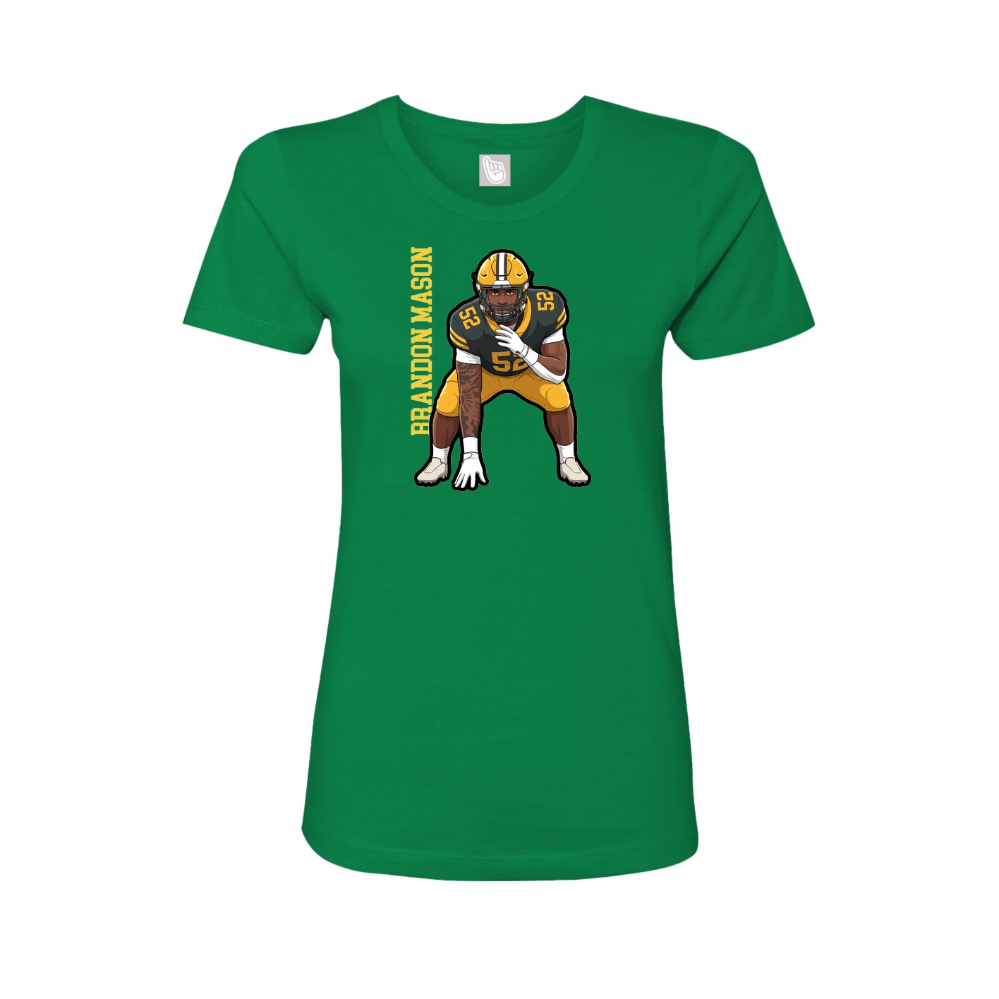 Fitted Women's Tee — Name Vertical in Green