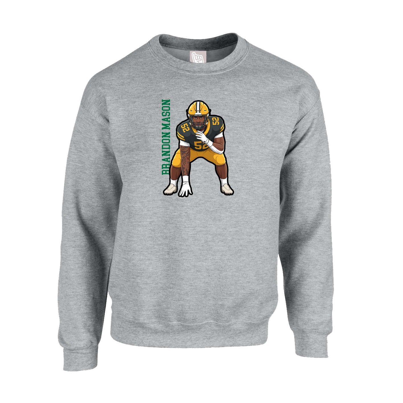 Fleece Crew — Name Vertical in Grey