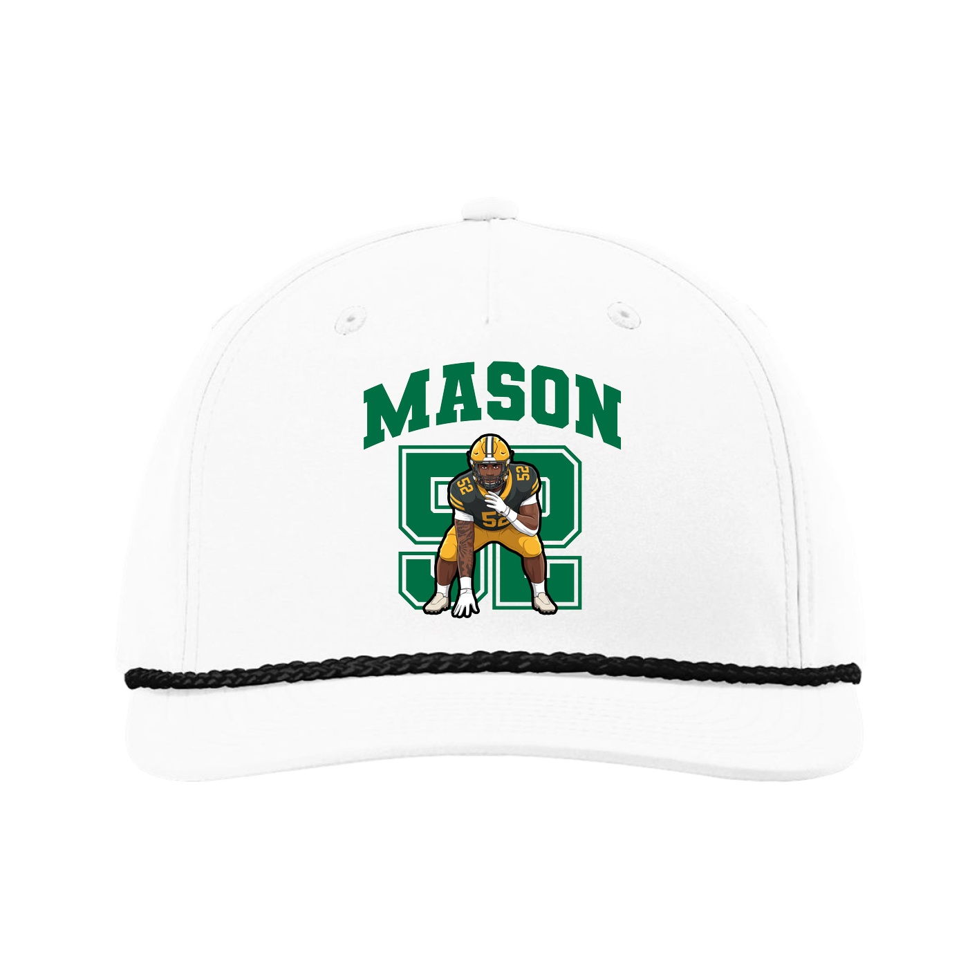 Five-Panel Classic Rope Cap — Number in White