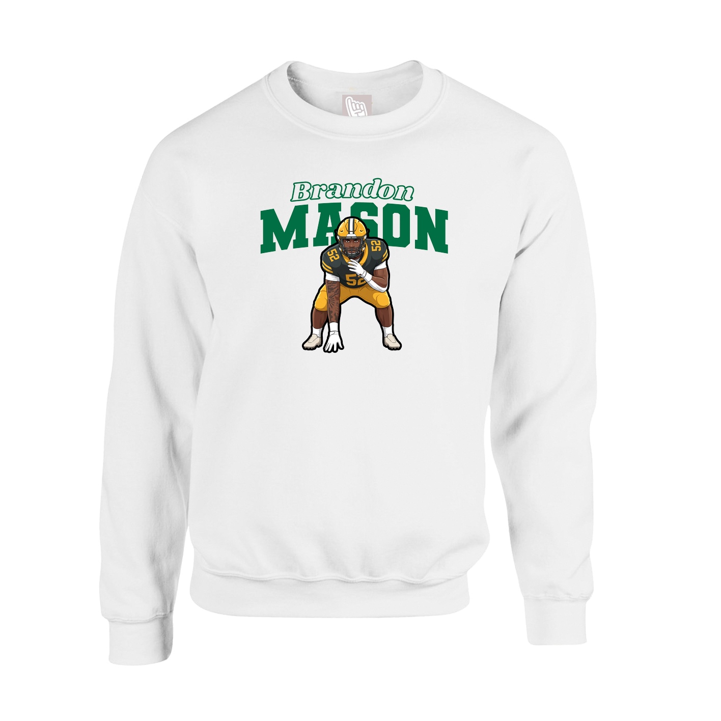 Fleece Crew — Name Arch in White