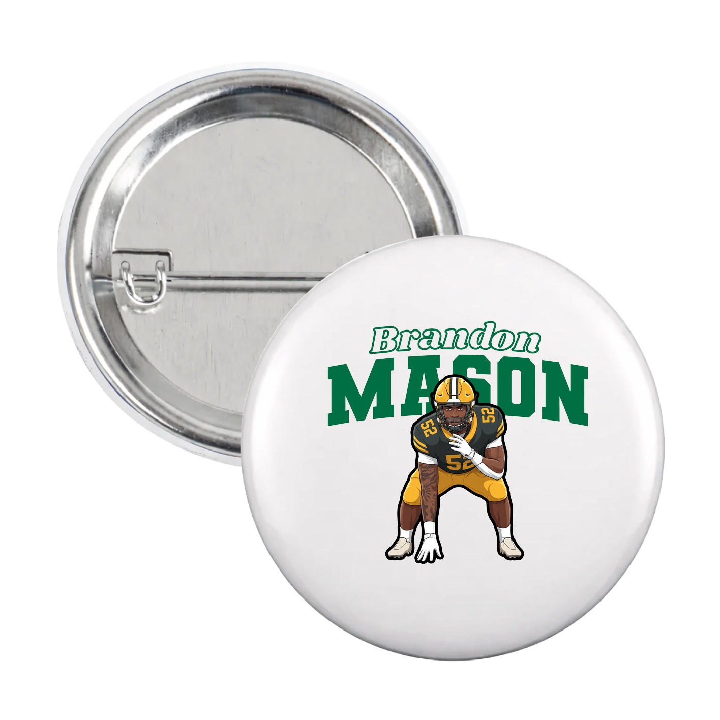 Game Day Button — Name Arch in White