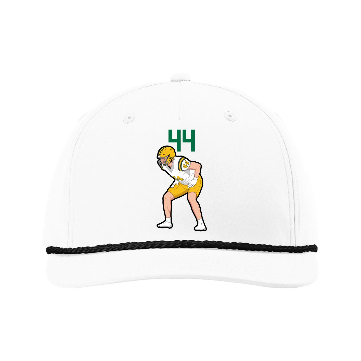 Five-Panel Classic Rope Cap — Number Top in White