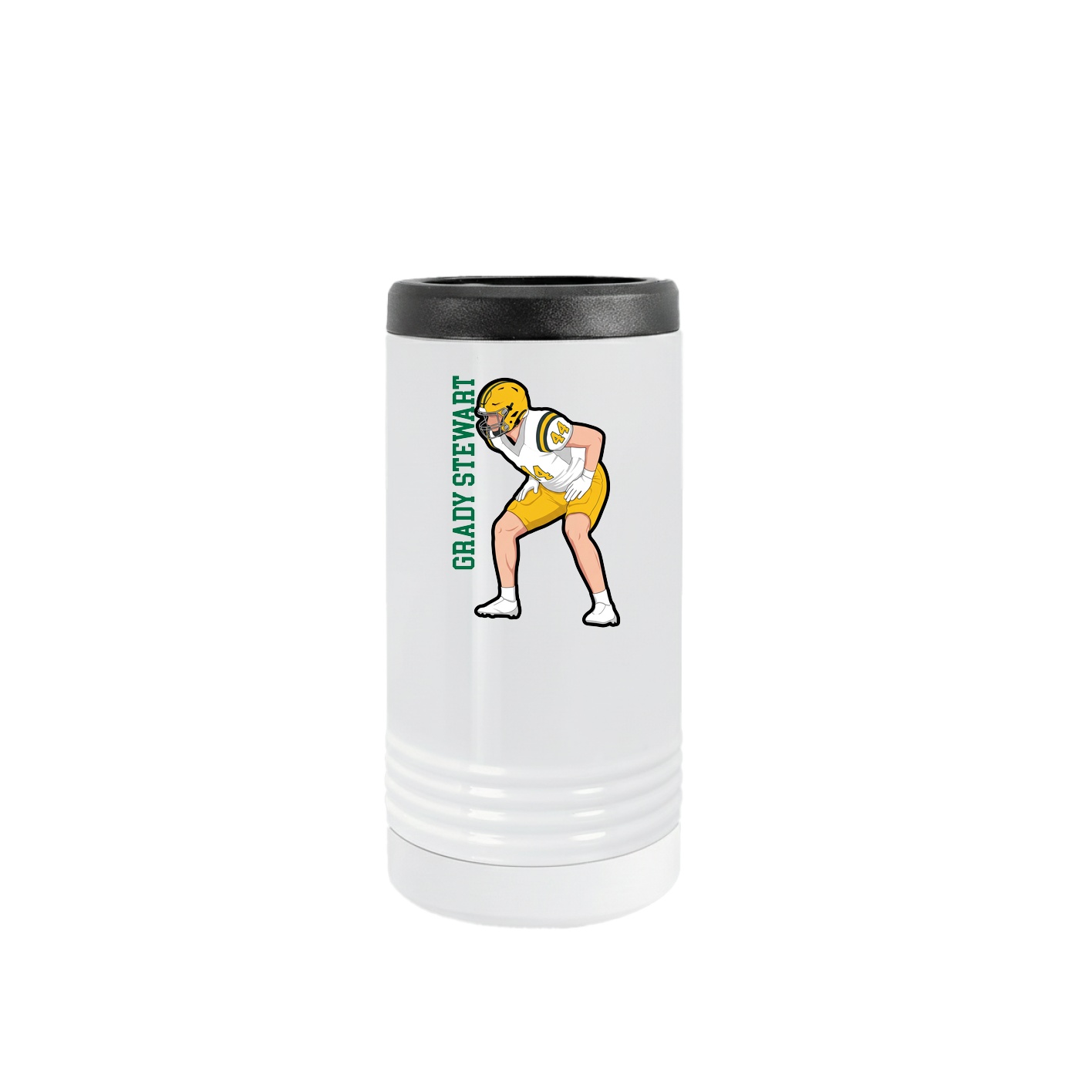 Slim Beverage Holder — Name Vertical in White