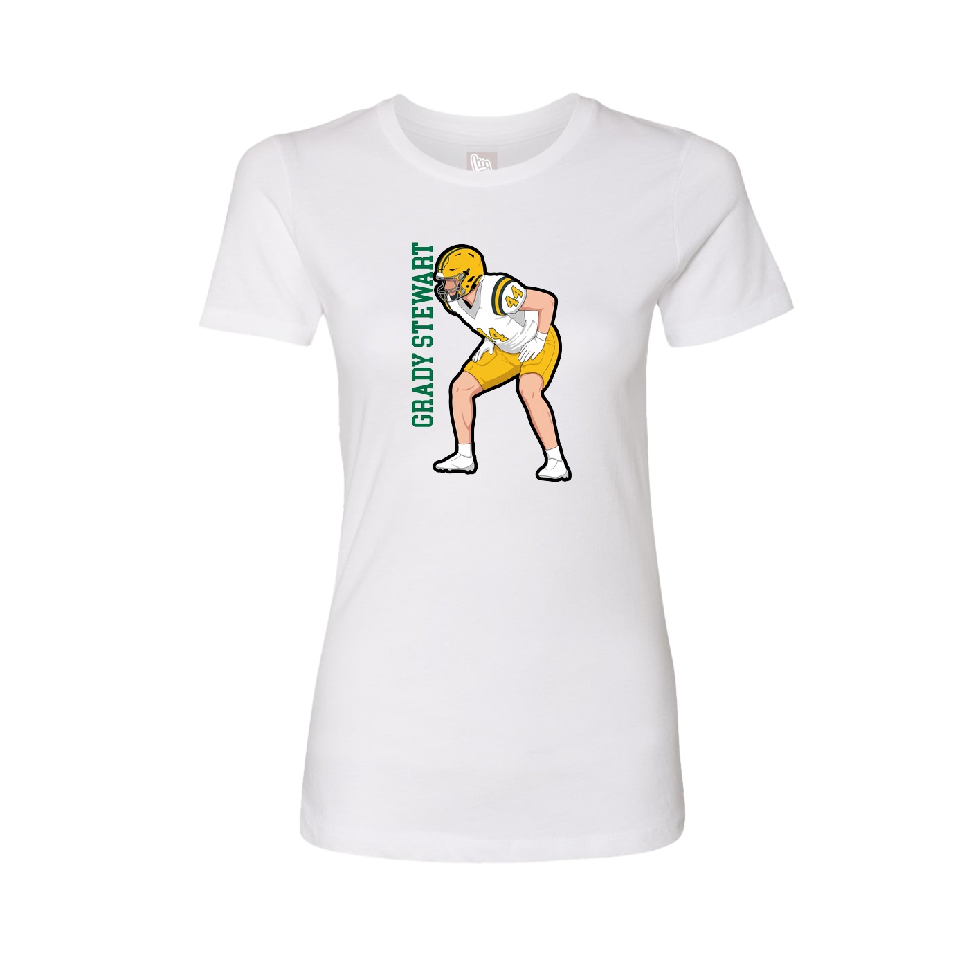 Fitted Women's Tee — Name Vertical in White