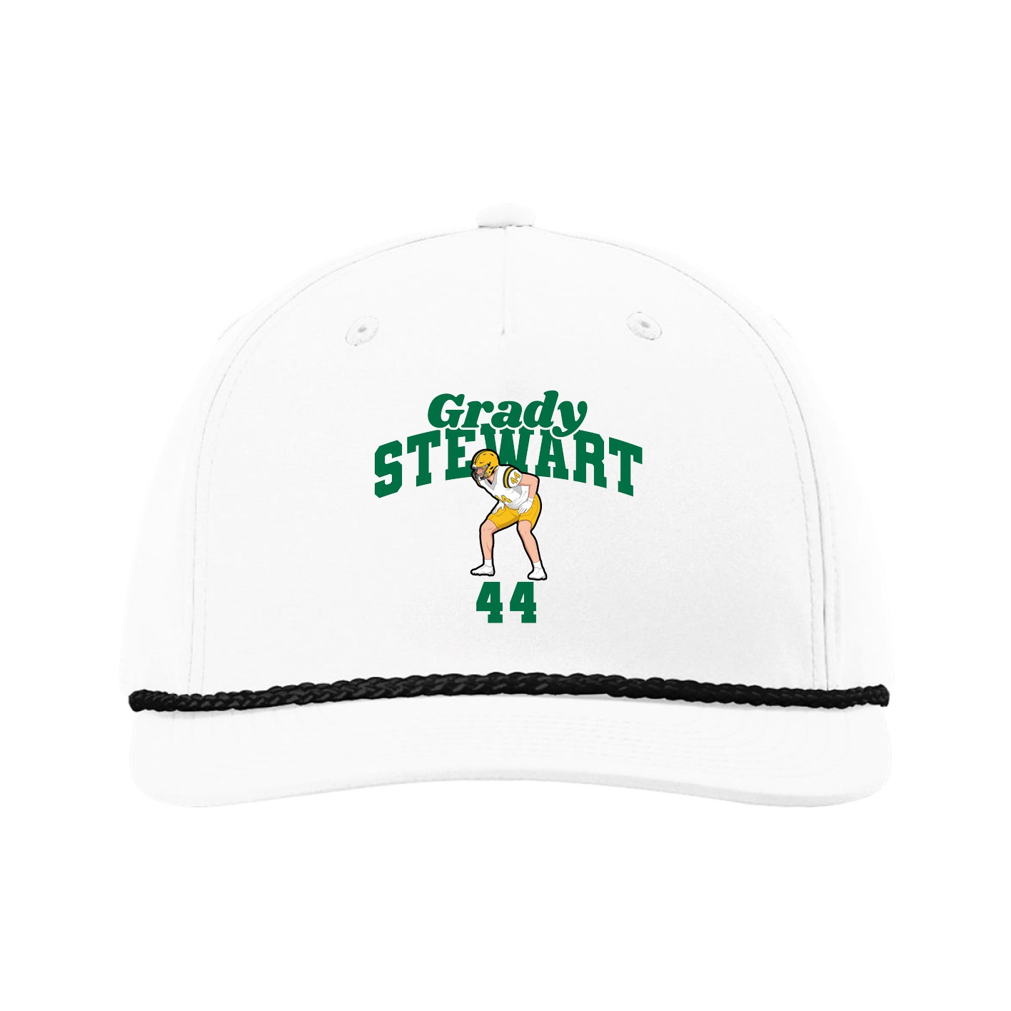 Five-Panel Classic Rope Cap — Signature Arch in White
