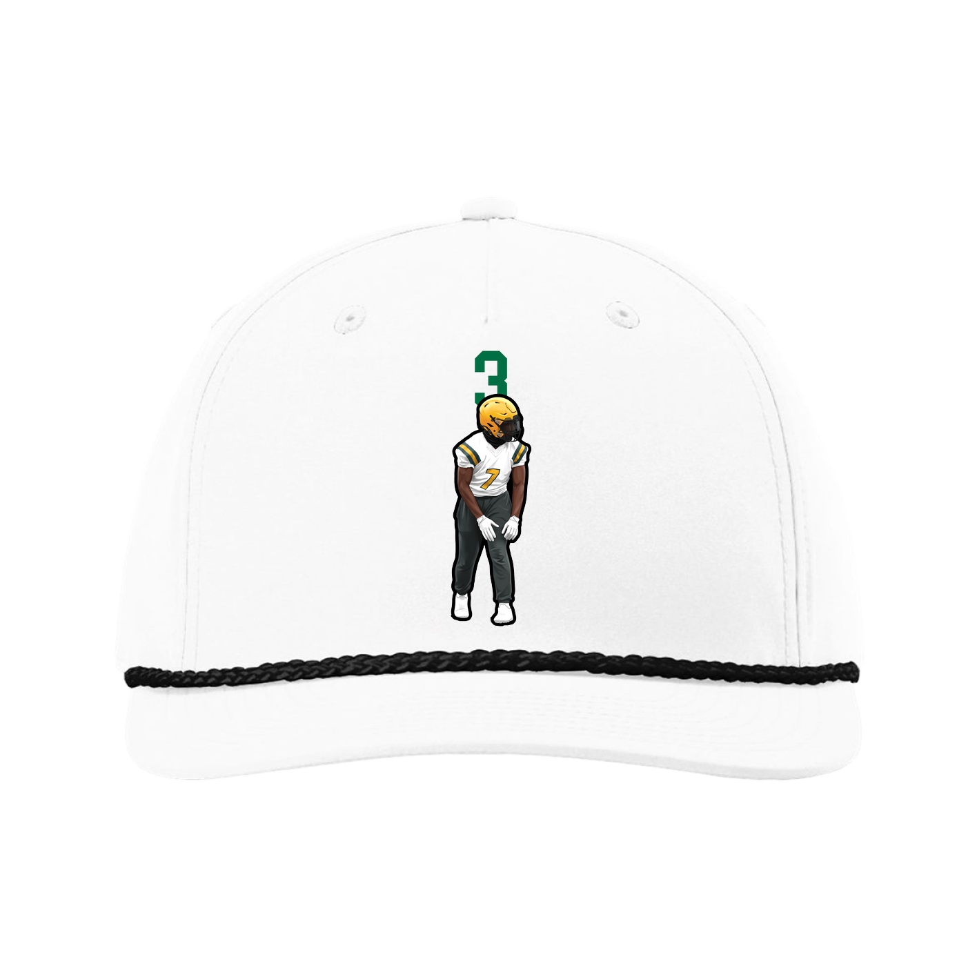Five-Panel Classic Rope Cap — Number Top in White