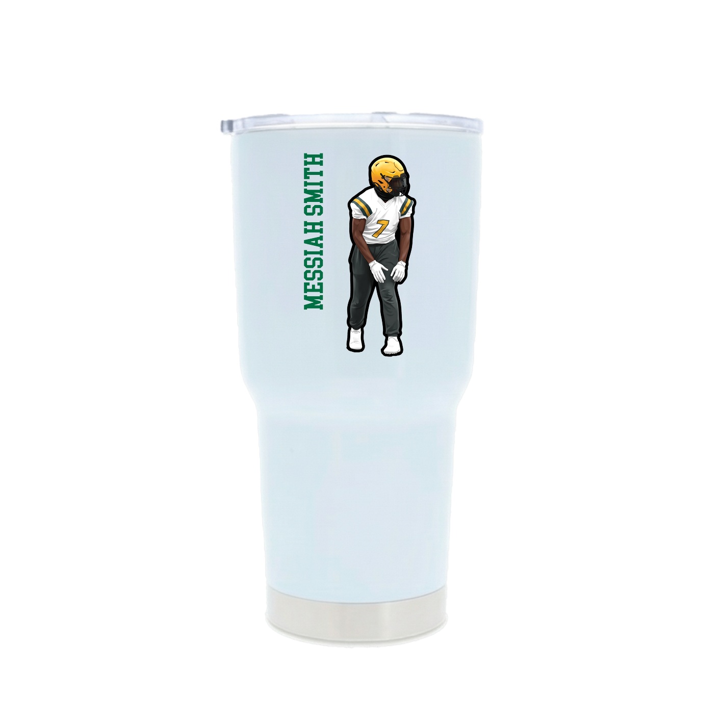 30oz Stainless Steel Tumbler — Name Vertical in White