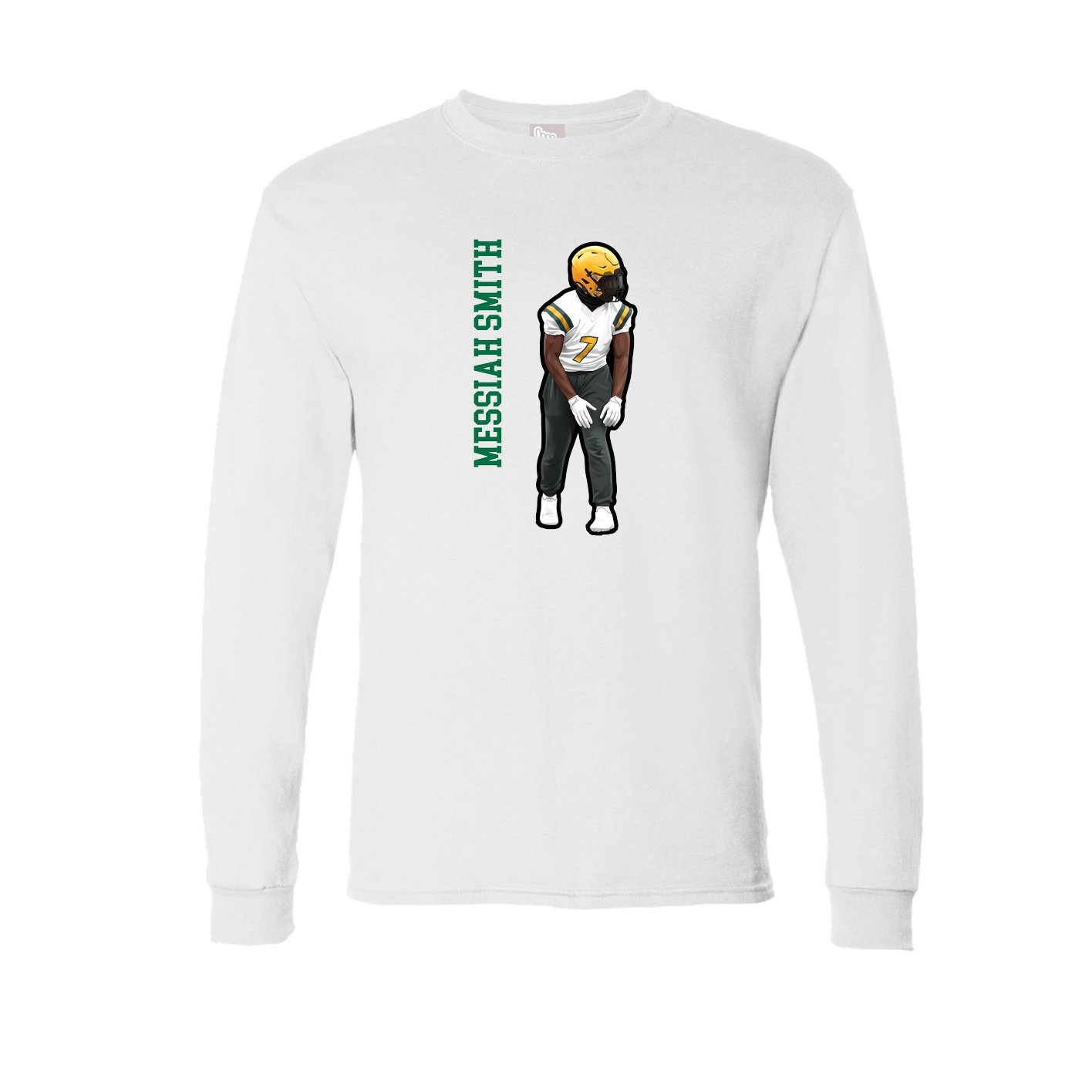 Long Sleeve Tee — Name Vertical in White