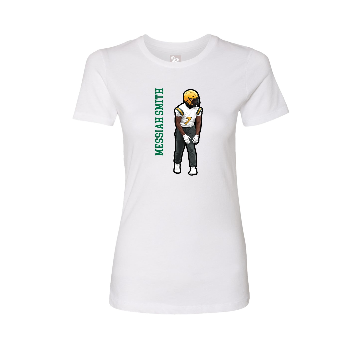 Fitted Women's Tee — Name Vertical in White